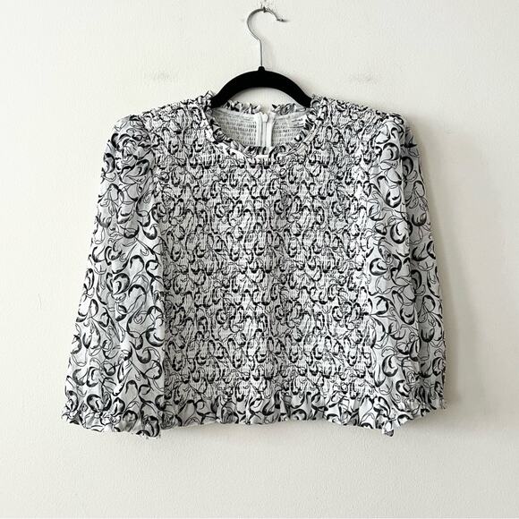 Aritzia Wilfred Tempest Short Sleeve Smocked Blouse - Picture 1 of 6